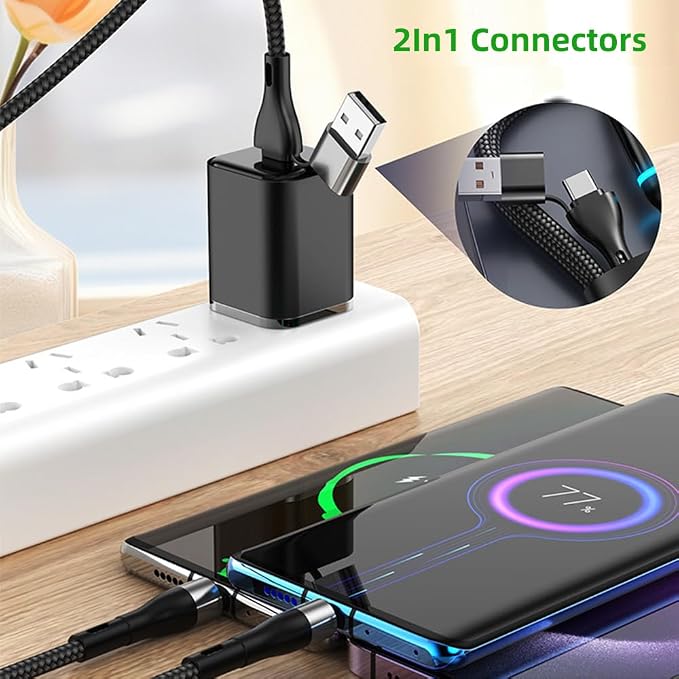 IHAO Multi Ports Charger Cable 3 Combinations in One Cable USB A to USB C/Micro USB PD Fast Charging Cord Lighted Up LED Flowing Compatible with Almost All Kinds of Electric Device-39Inches Blue