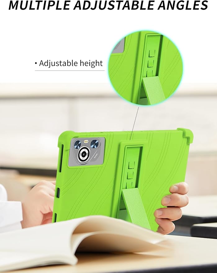 Case for Dghrti TAB30 2025 Android 14 Tablet 10.1 Inch，WUNIAK Shock Proof Lightweight Stand Rubber Shell Protective CoverKids Friendly Soft Silicone Adjustable Stand CoverBlack