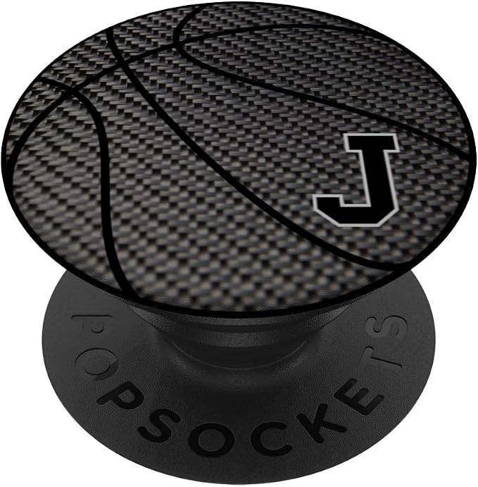 Basketball Letter J Black Phone Stand Initial J for Men PopSockets Adhesive PopGrip