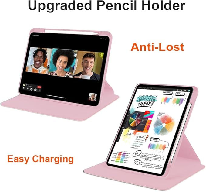 iPad Pro 11 Case 4th/3rd/2nd/1st Gen Balck | 360° Rotating Pencil Holder Compatible with 2022/2021/2020/2018 Clear Acrylic Back Auto Sleep/Wake