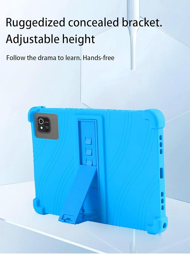 for kelankeke K10 Android 10-Inch TabletUYRUREL Skin-Friendly Soft Silicone Protective CaseFull Protection Against Drops and Scratcheswith Adjustable Viewing StandBlack.