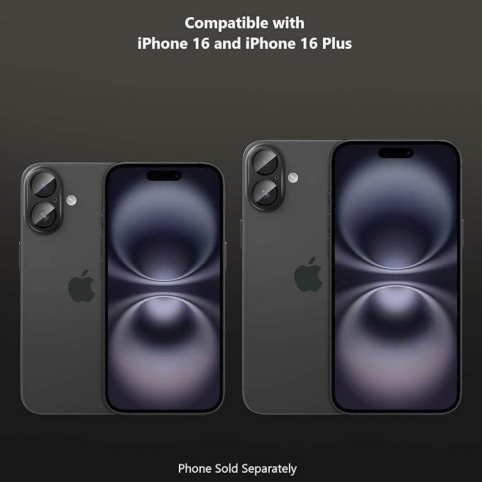 SAHARA - Ultra-Strong Camera Lens Protector for iPhone 16 Pro/16 Pro Max (2-Pack) Black (ZD00161)