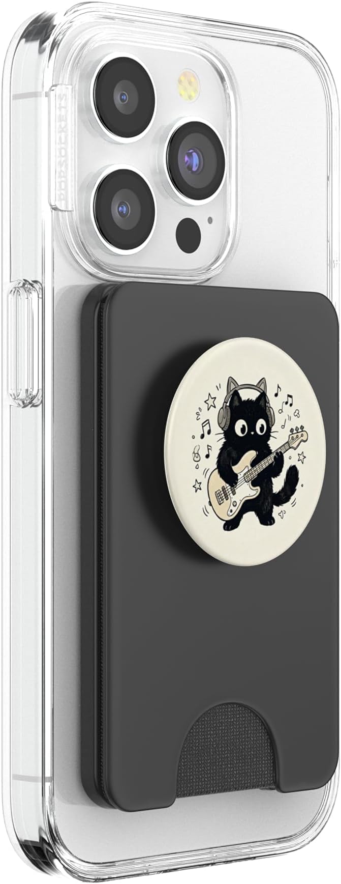 Black Cat Guitar Music Book Lover Bookish Librarian Reading PopSockets PopWallet for MagSafe