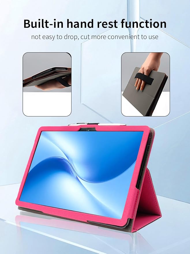 Case for DOOGEE U12 Tablet 12 inch Android 16 TabletsUYRUREL Leather Slim Folding Stand Cover with Hand Strap Magnet for Men Women Full ProtectionBlack.