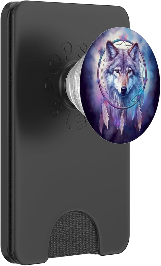 Wolf Dream Catcher Celestial Galaxy Purple PopSockets Adhesive PopGrip