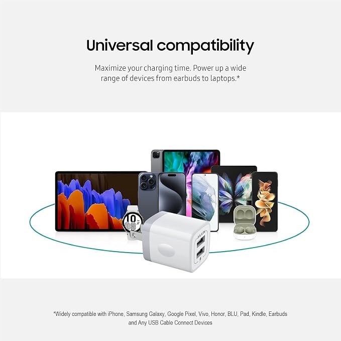 USB Wall Plug Multi USBA AC Power Charger Adapter USB-A Block Cube iPhone | iPad Samsung Google Pixel LG Camera Phones &amp Tablets Charge Multiple USB Plug Station Base