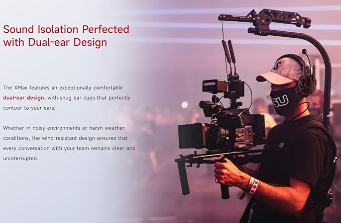 SYNCO XTALK XMax2 Wireless Intercom Headset System 2.4GHz 1640 feet 500 Meters Dual-Ear Team Communication Headset for Live Show Stage Performance Movie Shoot