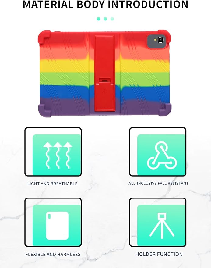 Case for YLEEBG TAB10 10 inch Android 14 TabletsWUNIAK Hollow Back DesignHeat Dissipation Shockproof Lightweight Adjustable Kickstand Silicone Shell&ampKids Friendly Soft CaseBlack