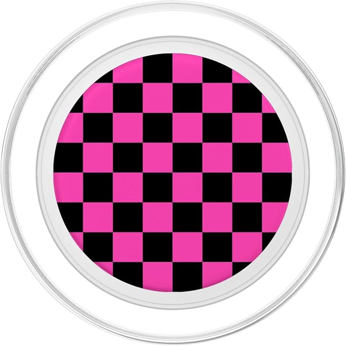Classic Checkered Hot Pink-Black Checkerboard Pattern Cute PopSockets Adhesive PopGrip