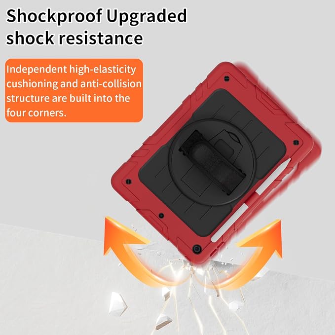 Case for iPad 9th/8th/7th Generation10.2 Shockproof 360 Rotating Stand Shoulder Hand Strap with Pencil Holder for iPad 10.2 inch 2021/2020/2019 Case (Black)