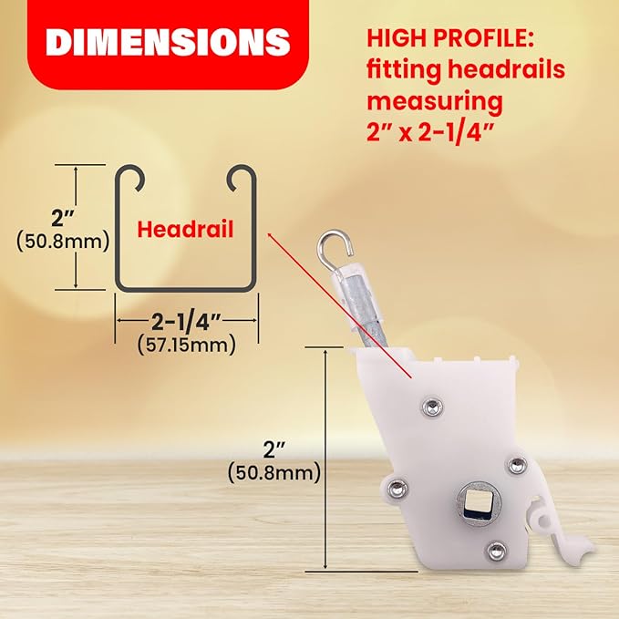 Amazing Drapery Hardware High Profile Wand Tilt Control 2ct - 1/4” Square Hole Heavy Duty Metal Mechanism for 2" Horizontal Blinds