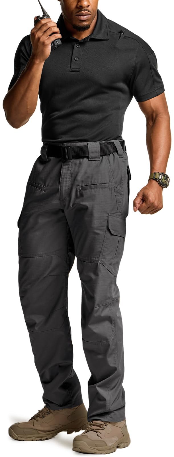 CQR Men's Tactical Pants, Water Resistant Ripstop Cargo Pants, Lightweight EDC Work Hiking Pants, Outdoor Apparel, Raider Charcoal, 40W x 30L