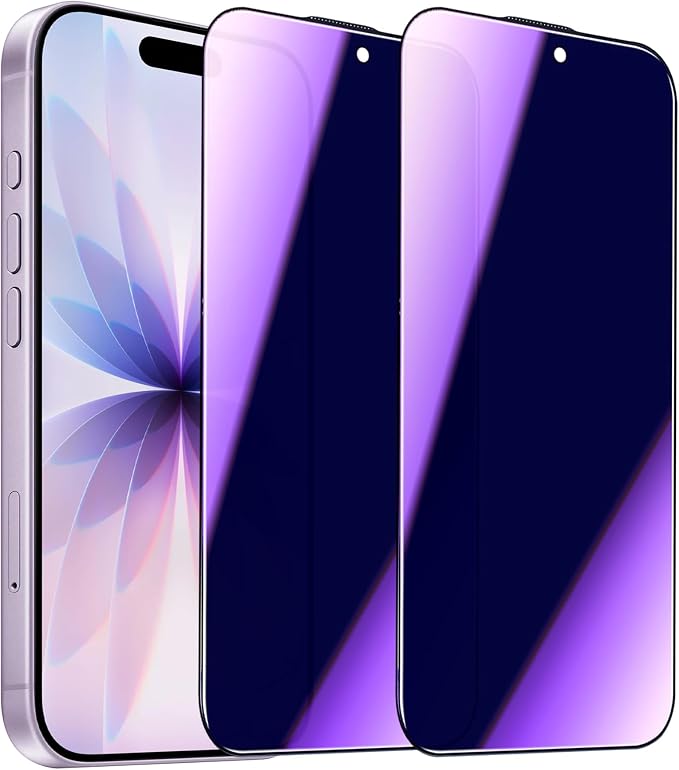 2 Pack Compatible with iPhone Privacy Screen Protector Anti-Spy Anti-Blue Light Eye Protection Tempered Glass Film Scratch Resistant Full Coverage Case Friendly (for iPhone 16 Pro Max)