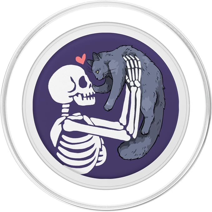 PopSockets Skull &amp Goth Phone Grip &amp Stand - Skeleton &amp Cat PopSockets PopGrip for MagSafe