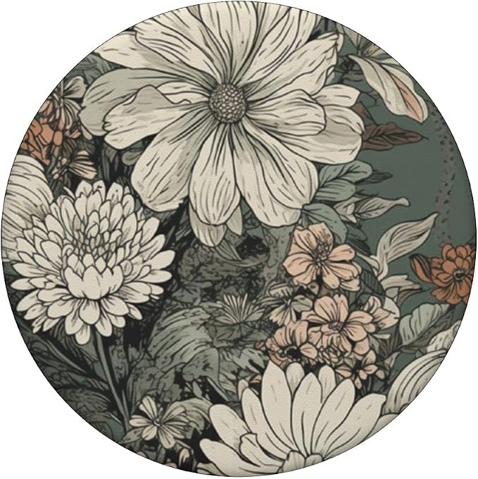 Flower Bouquet Floral Pattern Sage Green with Wildflowers PopSockets Adhesive PopGrip
