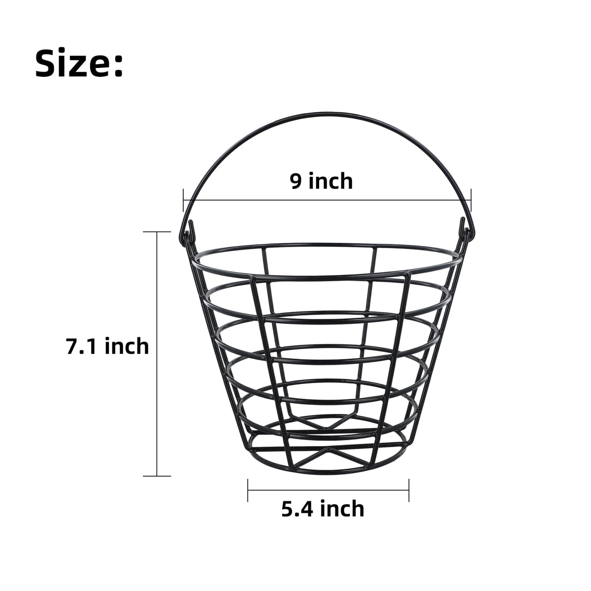 Roykaw Golf Ball Basket Bucket Container for 50 Balls,with Handle,Built to Last/Easy to Organize