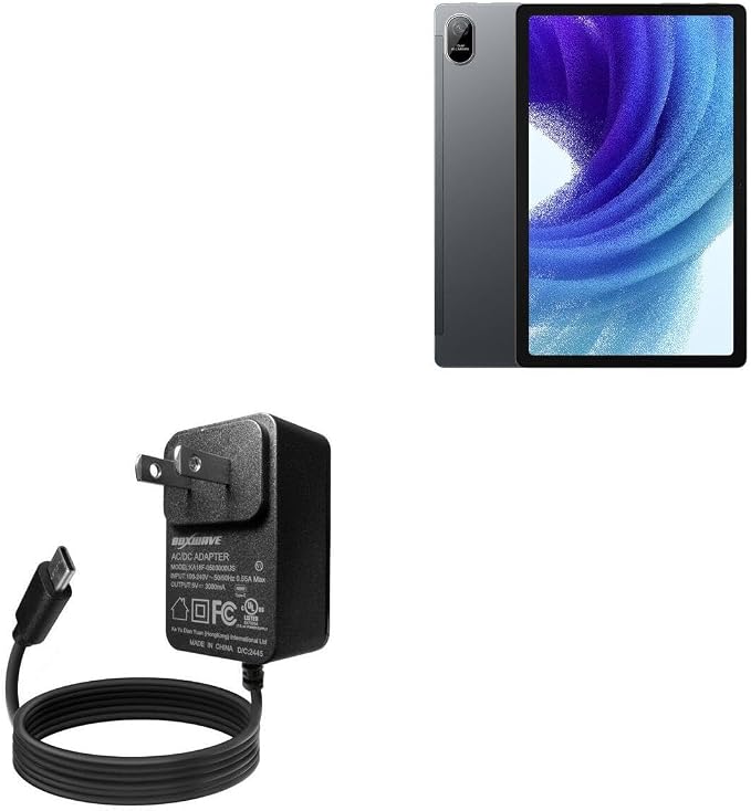BoxWave Charger Compatible with Blackview Oscal Pad 15 - Wall Charger Direct (15W) Rapid Charge Your Device with Built-in 3ft Cable