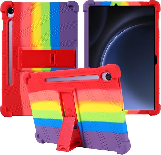 for Samsung Galaxy Tab S10 FE 11 Inch Tablets CaseBOVUGAC Soft Silicone Adjustable Stand Shockproof Kids Friendly for 10 Inch Tablets(Black)
