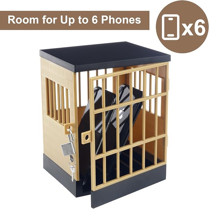 Gemaxvoled Cell Phone Jail Lock Box Mobile Phones Prison Lockable Cage for Classroom Family Time Party