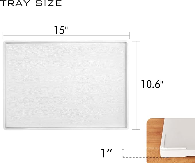 White Serving Tray (15 x 10.6 inch), Large Serving Accessory, Fruit, Spa, Coffee, Drinks, Tea, Bar, Party, Seasoning, Perfume, Decorative and Display Use.