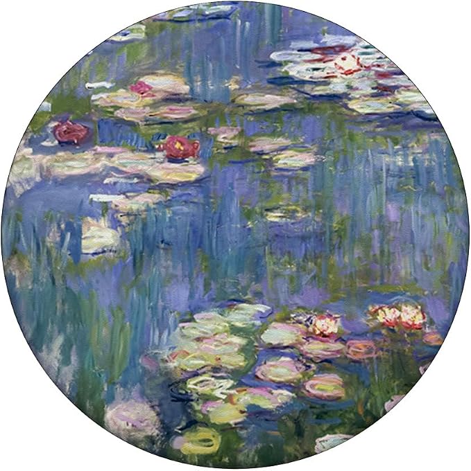 PopSockets Monet's Water Lilies Modern Art Impressionism Painting Phone Grip - Black - Compatible with Smooth Hard Plastic Phone Cases
