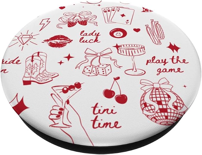 Coquette Doodles Western Lucky Cowgirl Cowboy in Red PopSockets PopGrip for MagSafe