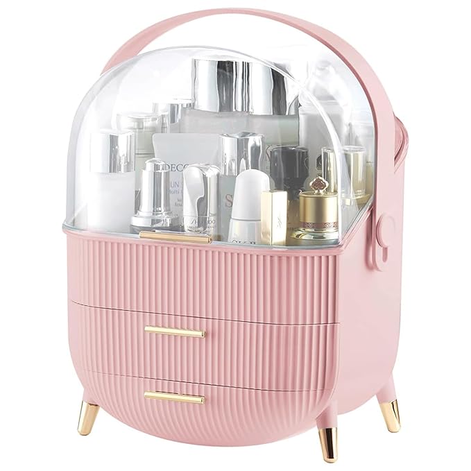 Makeup Organizer for Vanity, Cosmetics Skincare Organizers with Lid and Drawers, Cosmetic Display Cases for Countertop Bathroom Dresser, Ideal Gifts for Women