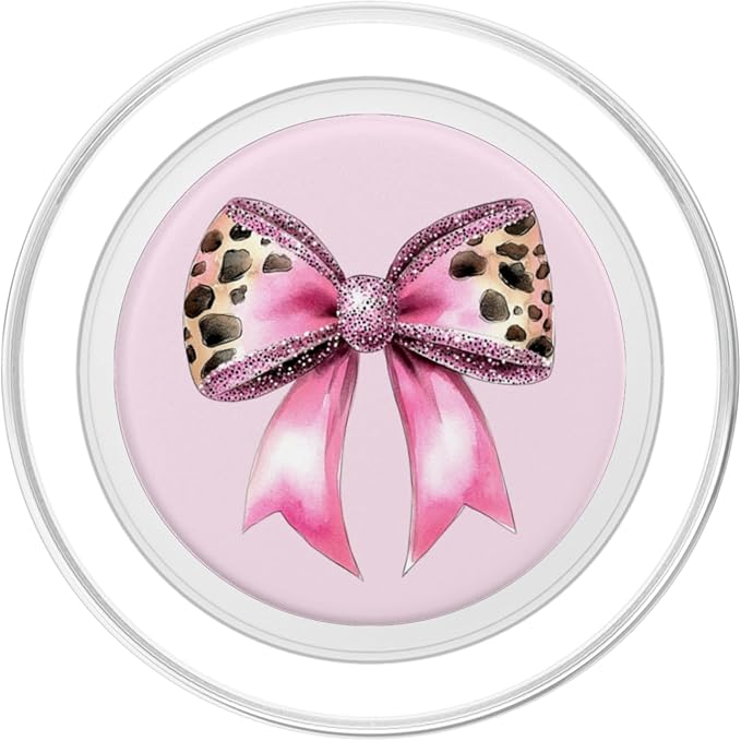 Bow Coquette Cute Pink Bows Aesthetic Hot Pink Leopard Print PopSockets PopGrip for MagSafe