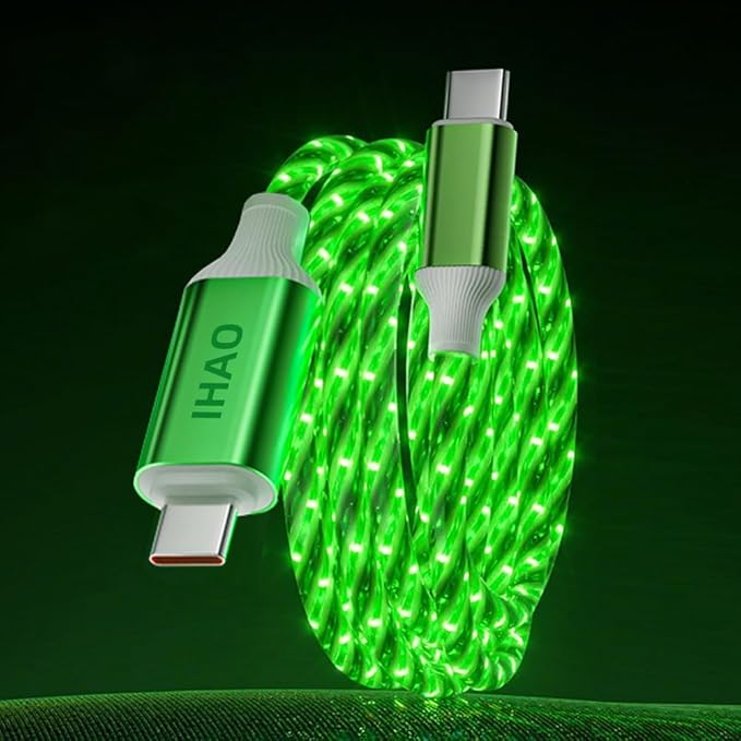 IHAO Multi Ports Charger Cable 3 Combinations in One Cable USB A to USB C/Micro USB PD Fast Charging Cord Lighted Up LED Flowing Compatible with Almost All Kinds of Electric Device-39Inches Blue