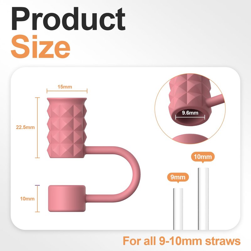 YOTIME 6Pcs Silicone Straw Covers Cap, 0.39in/10mm Straw Toppers Compatible with Stanley Cup 40 & 30 oz, Reusable Dust-Proof Cover Cap for Tumbler with Handle, Multicolor