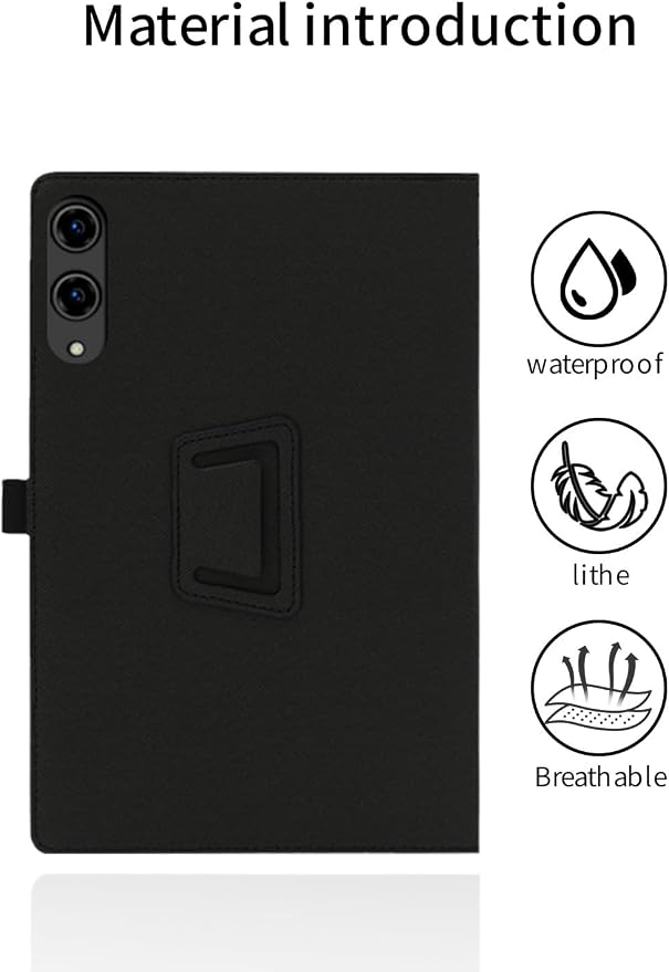for TECLAST T65 13.4 Inch Android Tablet CaseBOVUGAC Folding Stand Protective Cover with Pencil Holder and Wrist StrapFull Protection Premium PUScratch Resistant(Black)