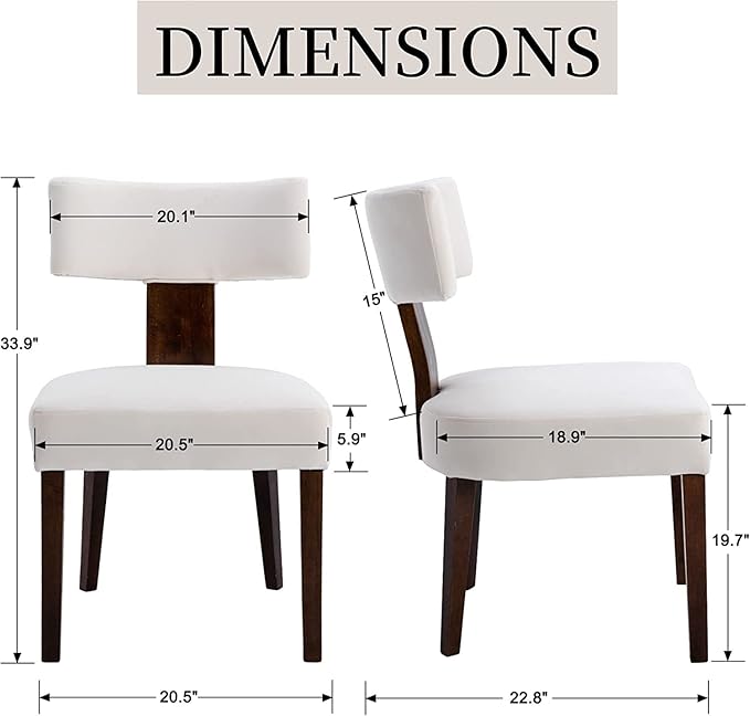 Dining Chairs Set of 4 Modern Dining Chair with Wood Legs, Upholstered Velvet Dining Chairs for Dining Room, Kitchen, Vanity, Living Room, Cream