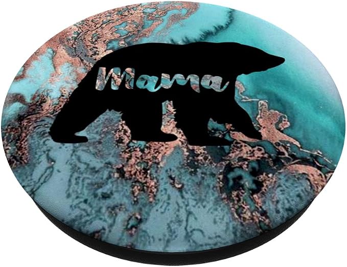 Teal Rose Mama Bear Watercolor PopSockets Adhesive PopGrip