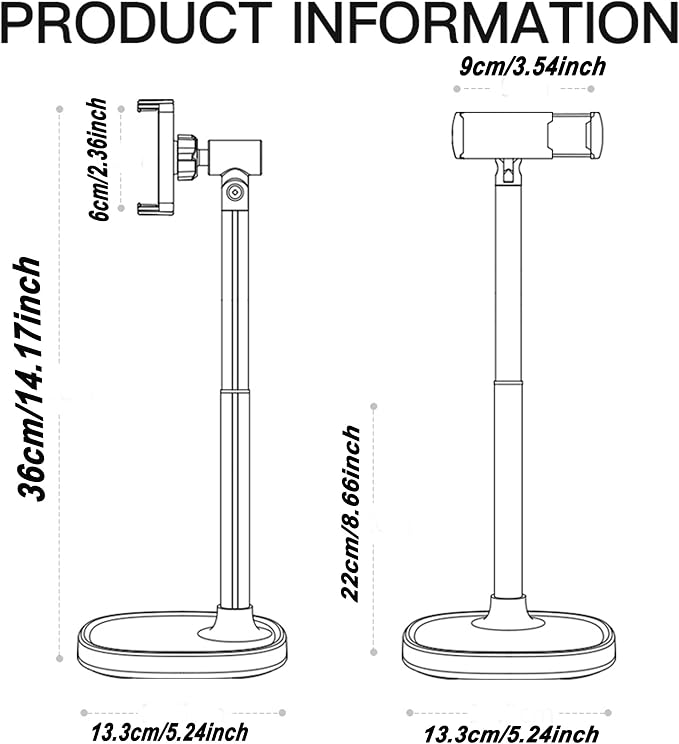 Adjustable Cell Phone Stand360° Rotating Lifting Mobile Phone Holder | for DeskVideo Recording HomeOffice Compatible with All iPhone for Galaxy