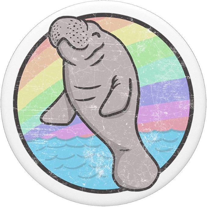 Cute Manatee Rainbow - Chubby Mermaid Sea Cow PopSockets PopGrip: Swappable Grip for Phones &amp Tablets
