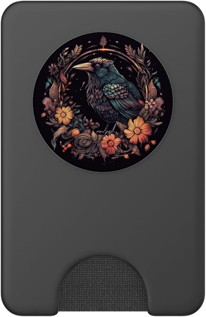 Crow Boho Flowers Graphic PopSockets Adhesive PopGrip