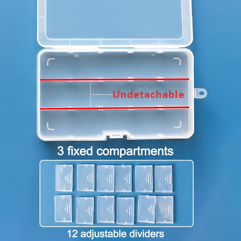 Qualsen 15 Girds Bead Organizer with Adjustable Dividers(4 Pack), Tackle Box Organizer and Small Plastic Organizer Box for Jewelry, Beads, Earrings, Crafts, Screws and Fishing Tackles Small Items
