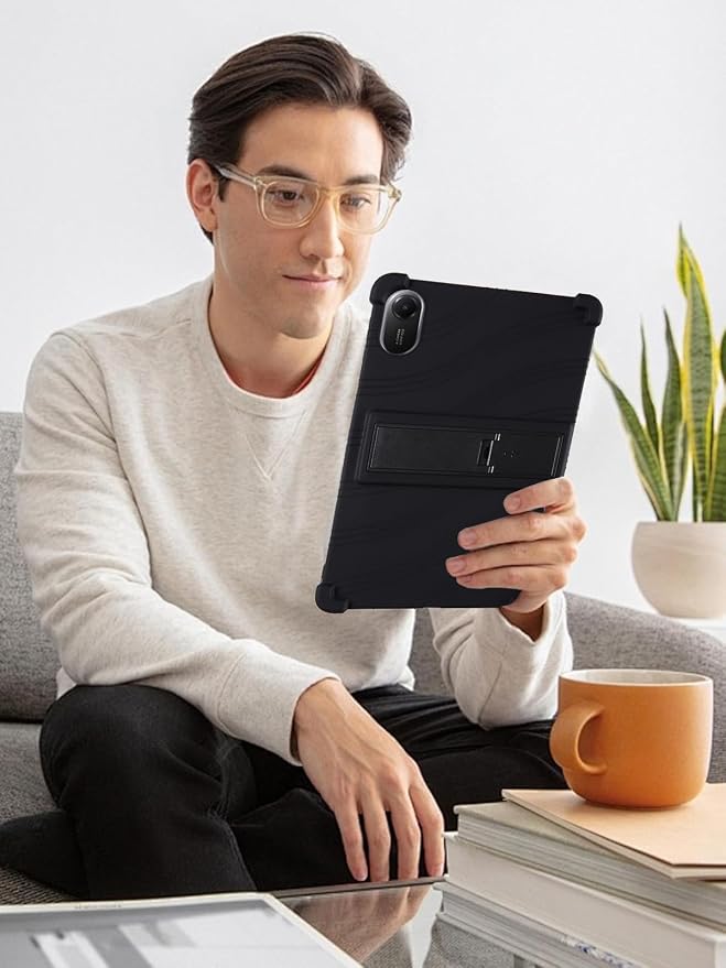 for Xiaomi Redmi Pad 2 Tablet 11 inch Tablet CaseBOVUGAC Soft Silicone Adjustable Stand Shockproof Kids Friendly for Redmi Pad 2 11 Tablet(Black)