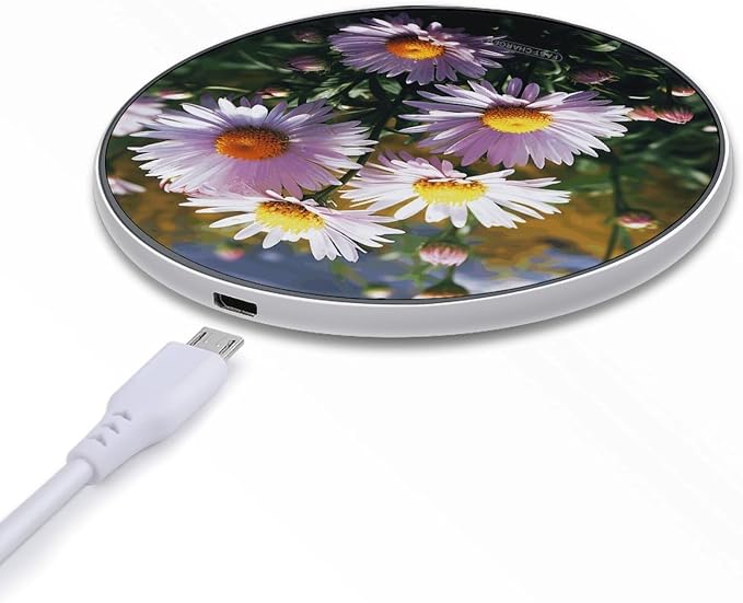 Daisy Plants Wireless Charger Portable 10W Fast Wireless Charging Pad Compatible with Phone Ultra-Thin Charging Station Lightweight Charger Mat for Travel Home Office Desk