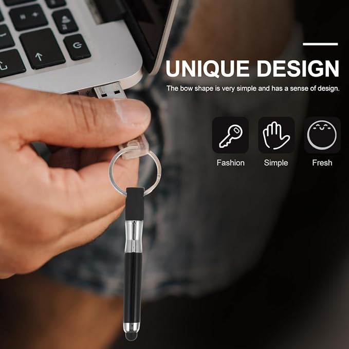 Mikikit Stylus Pen with Keyring 12 Pcs Stylus Pens for Touch Screens Keychain Plastic Touch Screen Ballpoint Pen Key Ring Touchscreen