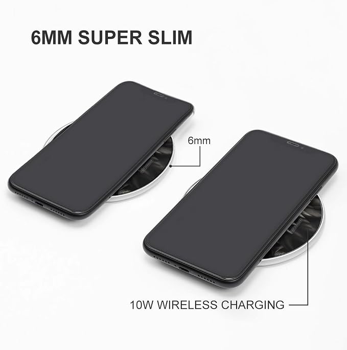 Eagle Black and White Wireless Charger with Aluminum Alloy Frame Qi Certified Fast Wireless Charging Pad 10W Charging Station Portable Phone Charger for All Wireless Charging Phone