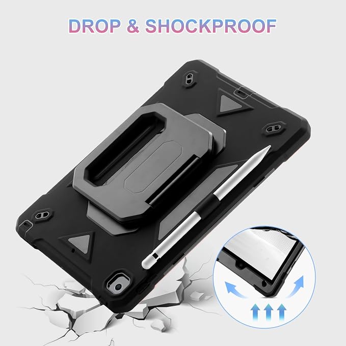 for iPad (A16) 11th Generation Case 11 Inch 2025/ iPad 10th Generation Case 10.9 Inch 2022 with 360 Rotating Grip Magic StandPencil Slot/Key Chain/Carrying Shoulder Strap Cover for iPad 10th Gen