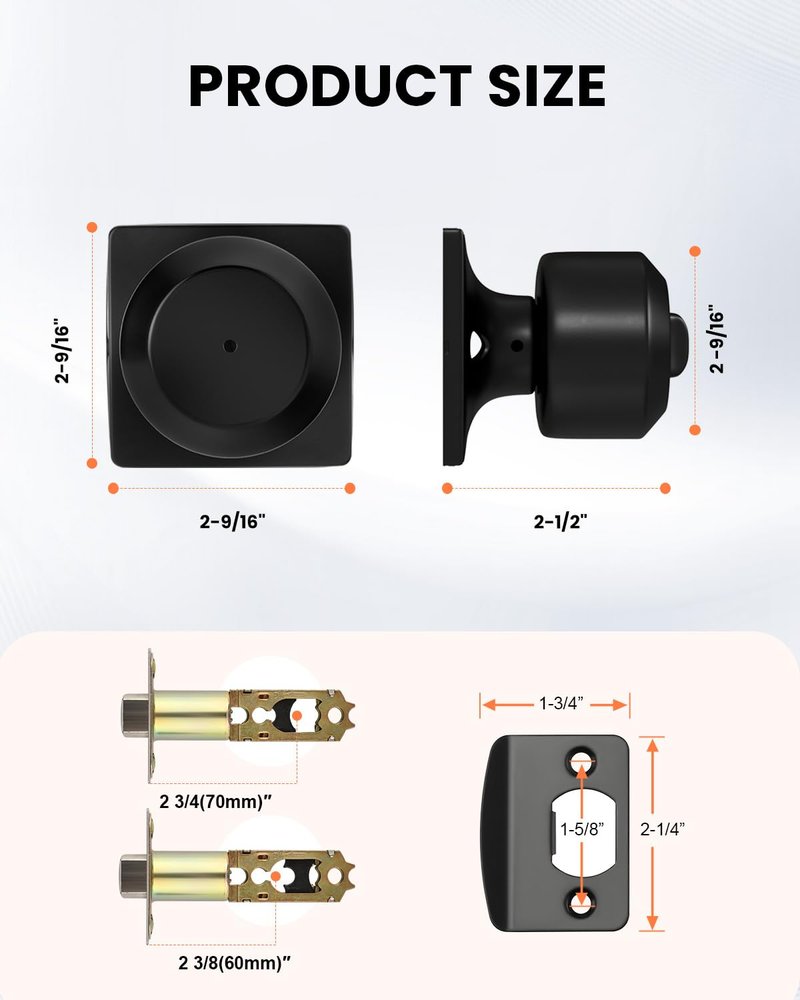 Haidms 6 Pack Black Door Knobs Interior, Privacy Interior Door Knob for Bedroom or Bathroom, Matte Black Door Knobs