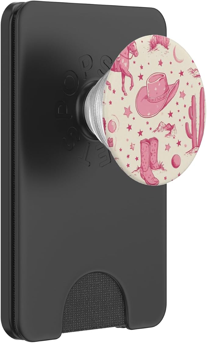 Pink Cowgirl Boots Southern Girl Horse Riding Rodeo PopSockets PopWallet for MagSafe