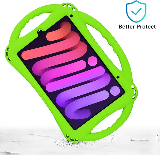 TopEsct Kids Case for iPad mini 7 (A17 Pro) 2024 /iPad Mini6 2021 Shockproof Silicone Cover with Handle Stand for 8.3 iPad mini 6th/7th GenBlue