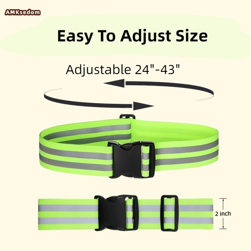 2-Pack Reflective Running Belt, High-Visibility PT Military Gear for Men Women Kids, Adjustable Lightweight Elastic Safety Belt for Cycling Walking Night Activities