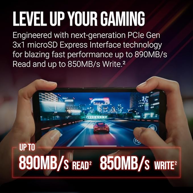 PNY microSD™ Express 1TB UHS-I U3 V30 A1 microSDXC Flash Memory Card, up to 890 Read & up to 850 Write, Ideal for microSD Express Compatible Devices Like Nintendo Switch 2