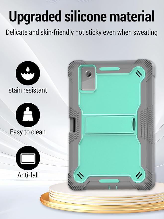 for Lenovo Idea Tab Plus/Tab K12（12.1 Inch） Android Tablet Protective caseShockproof Lightweight Silicone Protective Cover with StandChild-Friendly ProtectionEasy to Clean DesignBlack
