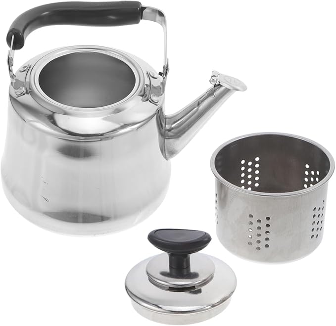 Luxshiny Whistling Tea Kettle Stainless Steel Water Boiling Kettle 1 Liter Portable Teapot with Wrapped Handle Loud Sounding Stovetop Tea for Home Camping Restaurant