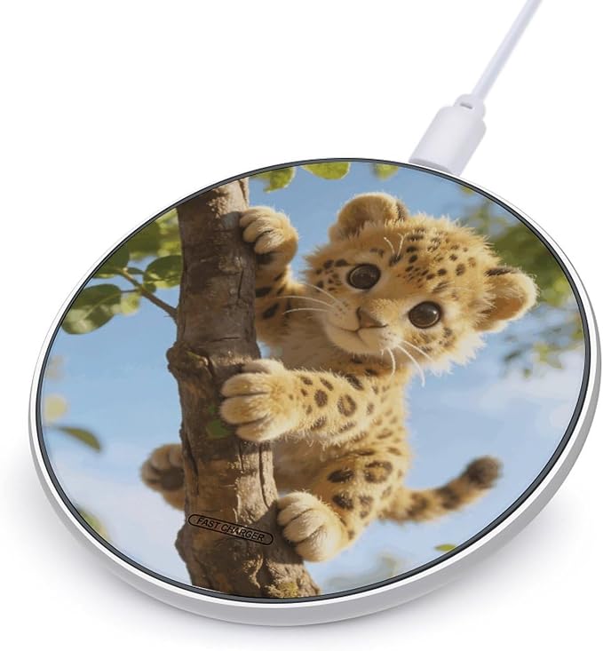 Leopard Style Wireless Charger Portable Fast Charging Pad Lightweight Wireless Charging Pad 10W Slim Charging Station for Phone Charger Mat for Travel Home Office Desk